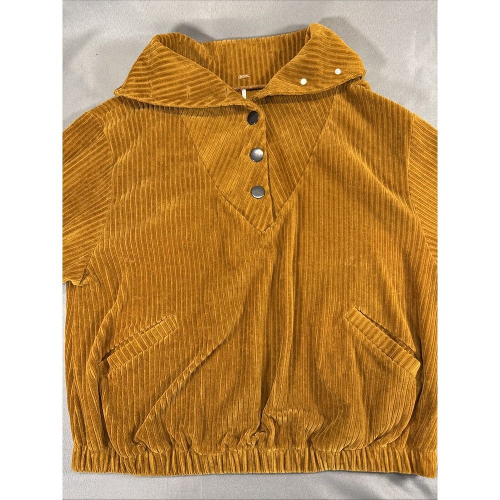 Free People Selena Slouchy Pullover Ribbed Button Close Front Hip Pockets XS - Picture 2 of 12